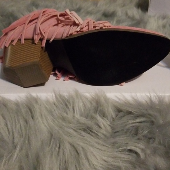 SALE! Beast Fashion Pink Fringe Booties - Picture 5 of 7